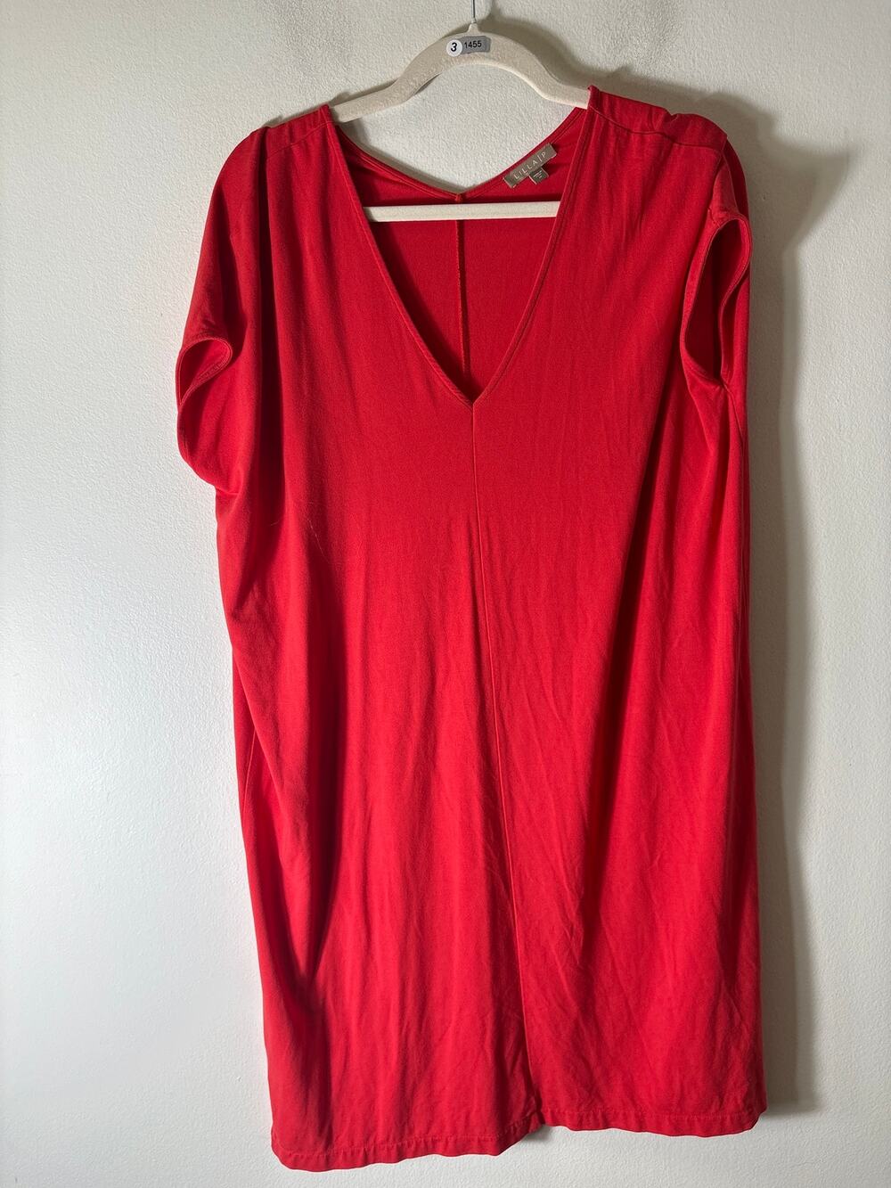 Lilla P Red V Neck Soft Tee Shift Dress Sz M